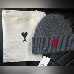 Red and Gray Ami de Coeur Beanie